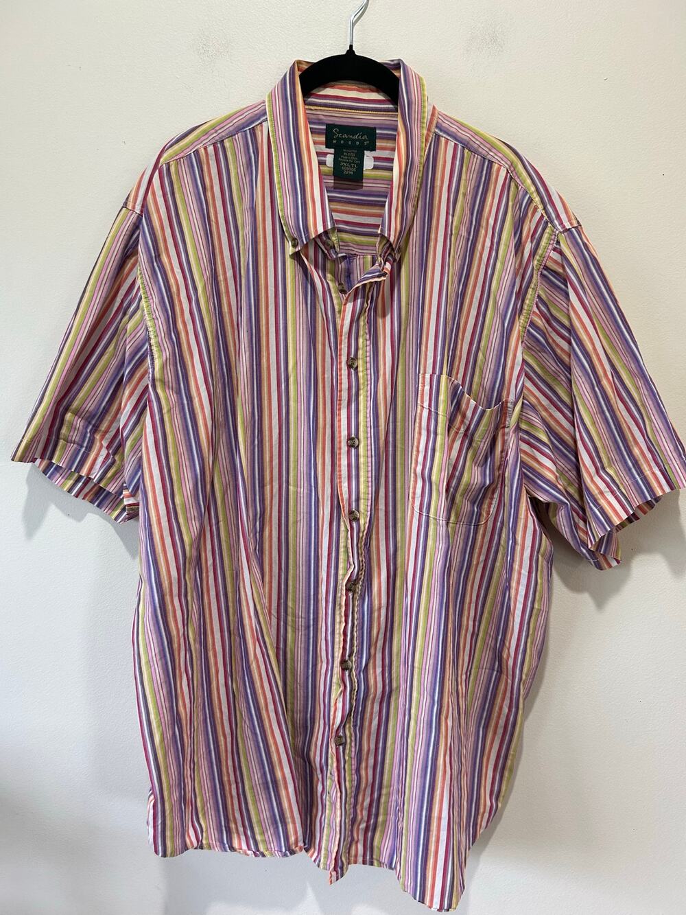 Scandia Woods button down shirt mens 3XL tall striped short sleeve button down